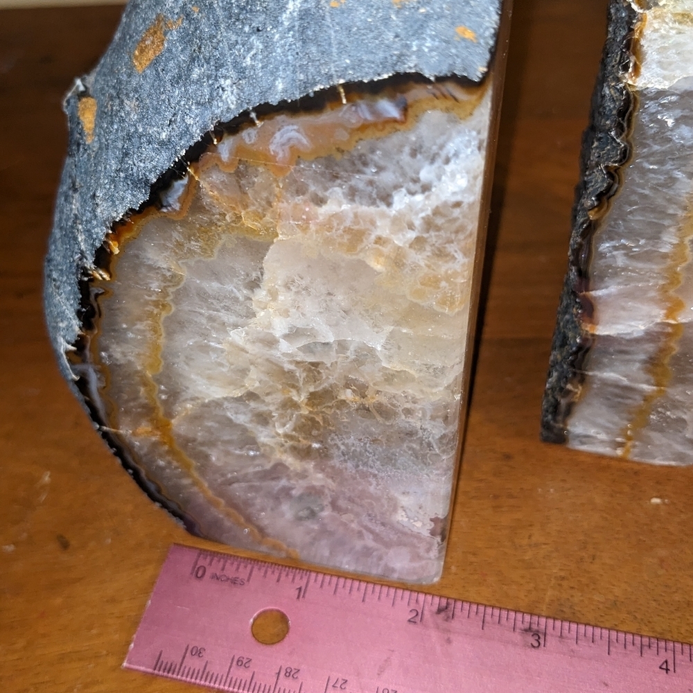 💲ON SALE!!💲Agate Geode Section Pair of Bookends / Decor Pieces Natural Stone - Picture 7 of 13